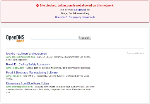 OpenDNS blocks Twitter. Twitter is evil!? OpenDNS blocks Twitter. Twitter is evil!?