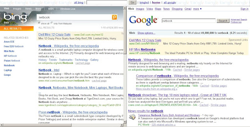 Bingle compares Google & Bing search results side by side Bingle compares Google & Bing search results side by side