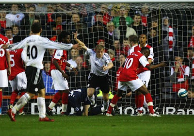 James McEveley of Derby County scores to make it 1-1