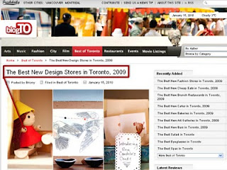 Screenshot: BlogTo: Best New Design Stores in Toronto, 2009, Three from Eight in the Junction