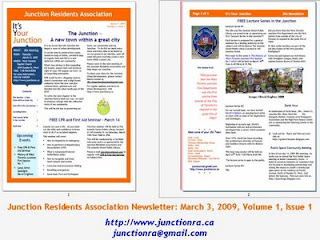 Screenshot: Junction Residents Association Newsletter: Vol. 1, 2009 The Junction Residents Association Newsletter: March 3, 2009, Volume 1, Issue 1