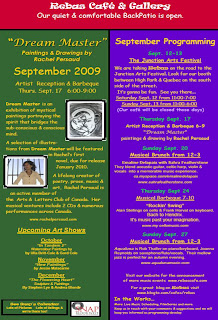 Poster: Rebas Café & Gallery Events & News September 2009 Poster: Rebas Café Gallery Events News ArtJunction September 2009