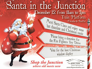 Poster: Santa in the Junction Event December 12, 2009 at Train Platform, Dundas Street West and Pacific Avenue, West Toronto Junction BIA