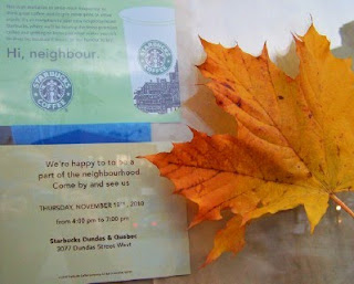 Hi, starbucks, invitation to new Junction Starbucks Dundas & Quebec, Toronto ON Canada, by artjunction.blogspot.com