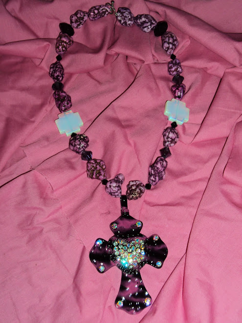 Purple and Black w/ Rhinestone Cross