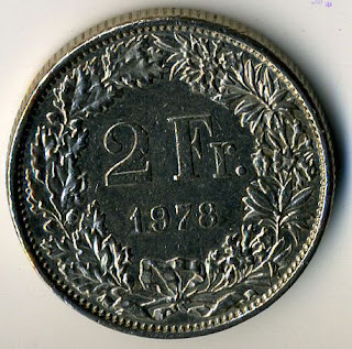 Швейцарский франк 1978 Swiss franc Schweizer Franken Francos suizos moneda Franc suisse pièce