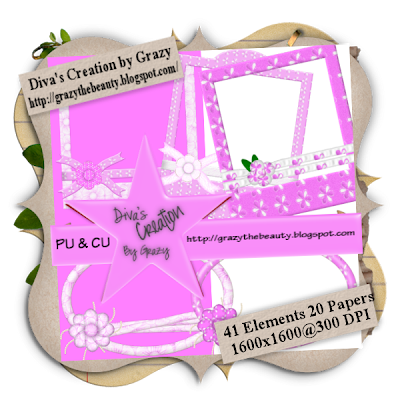 Pretty In Pink Freebie 20 Papers 41 Elements Creation By Grazy Frame+Preview+by+Grazy1