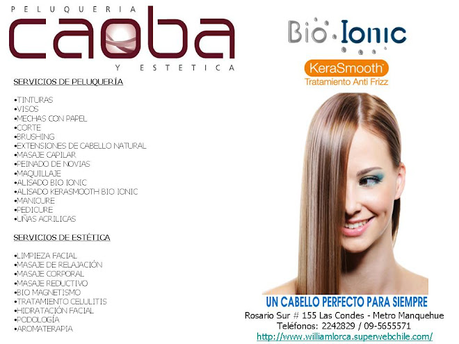 Servicios Ofrecidos de Caoba Peluquería & Estética