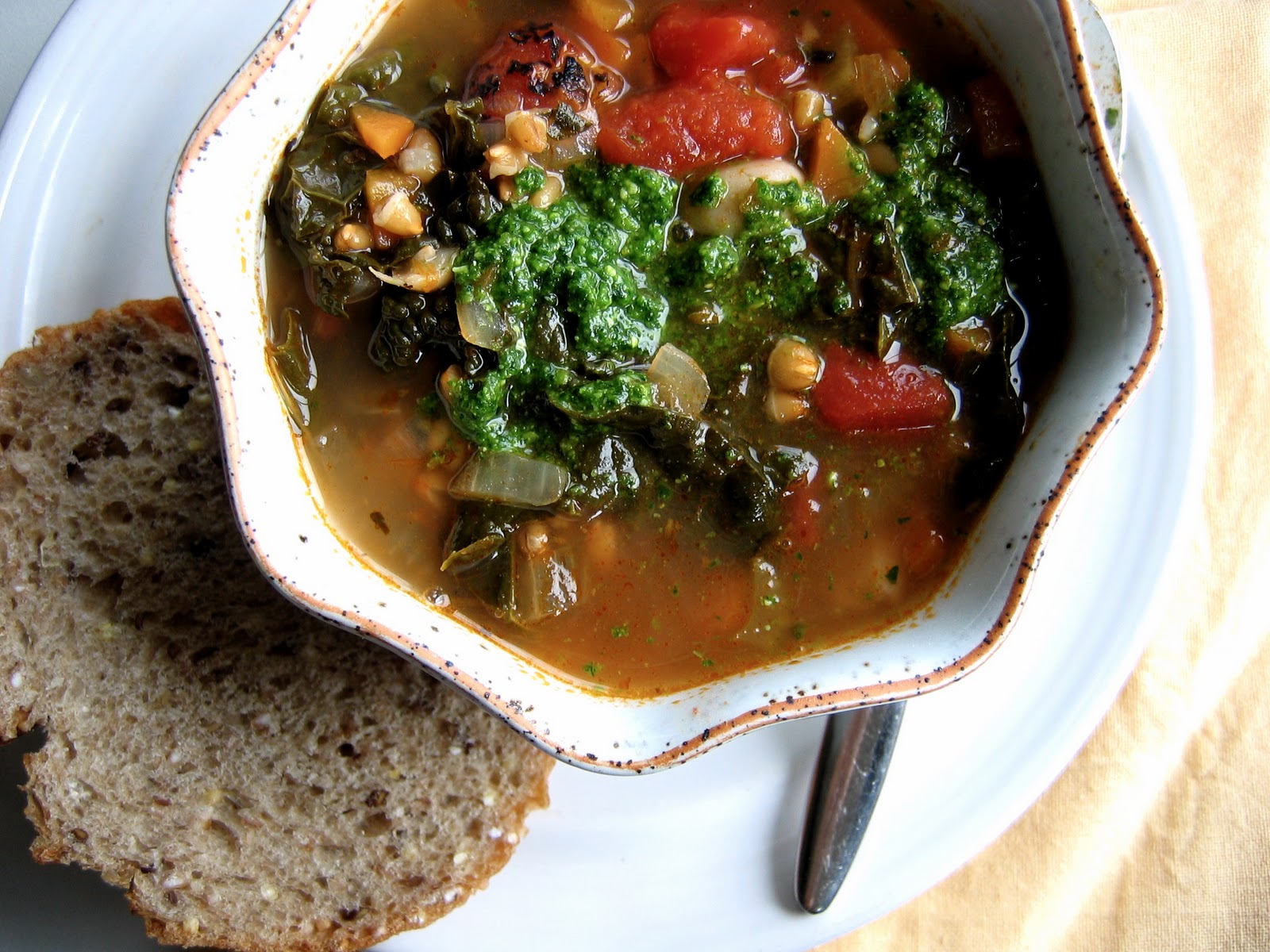 White Bean, Kale and Farro Soup with Parsley Pesto • The Bojon Gourmet