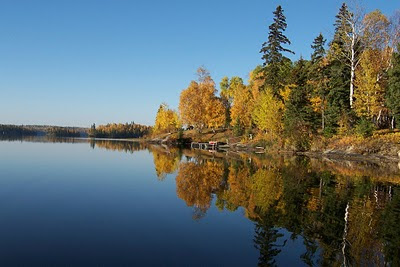 Bow Narrows Camp in autumn