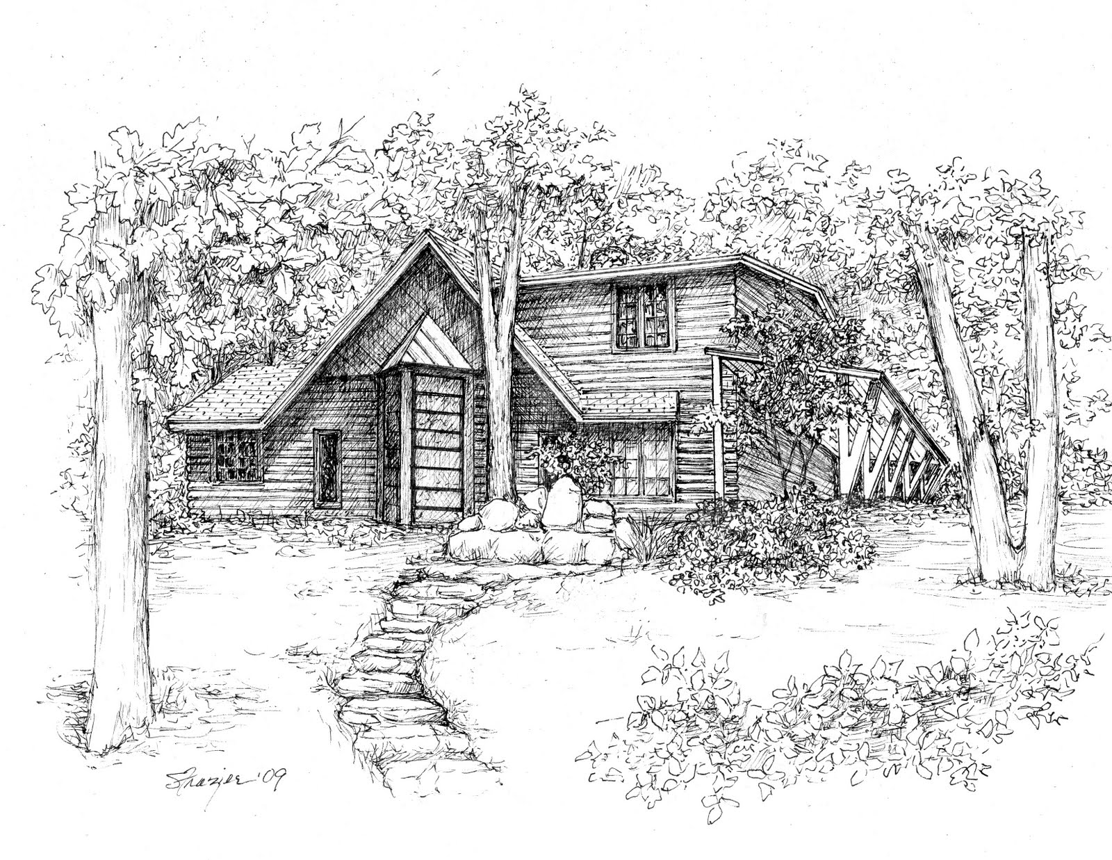 Frazier Art Pen and Ink Home Portraits