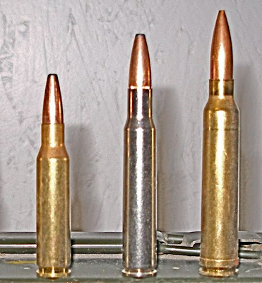 7mm-08 Remington, 30-06 Springfield and .300 Winchester Magnum (l to r)