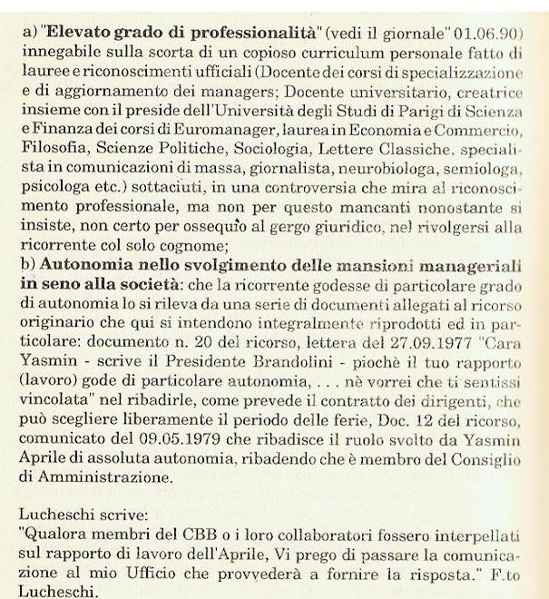 da Sentenza 4701/92 Corte App. Roma e Cassazione 6160/95