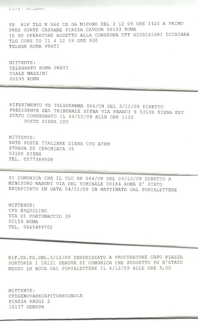 Avvenuta consegna dei telegrammi