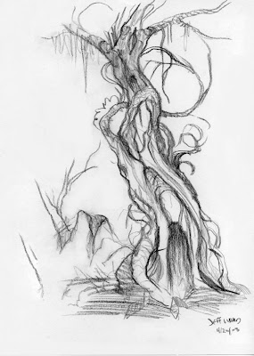 creepy spooky tree sketch