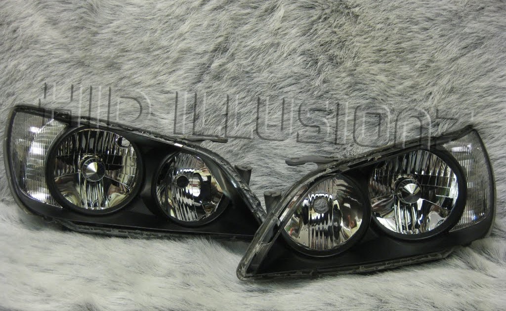 HID ILLUSIONZ Lexus IS300 Black Housing Painted Headlights