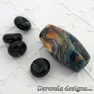 black with silver glass bead