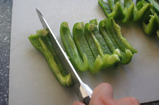 cut bell peppers into strips