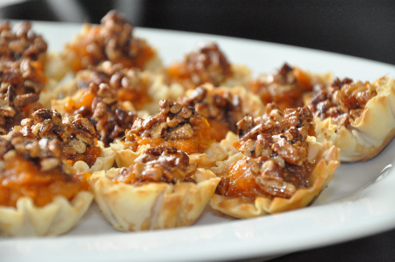 Kate's Plate Holiday Hors d'oeuvre Harvest Sweet Potato Pecan Pie Tarts
