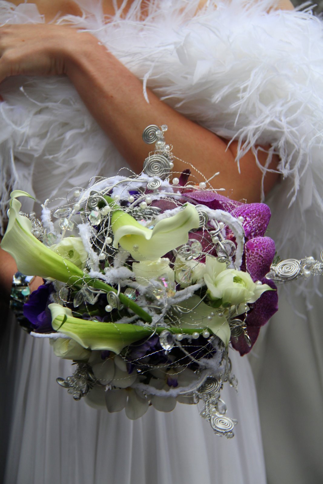 In Peach And Purple White Calla Lily Bouquet Lily Bouquet