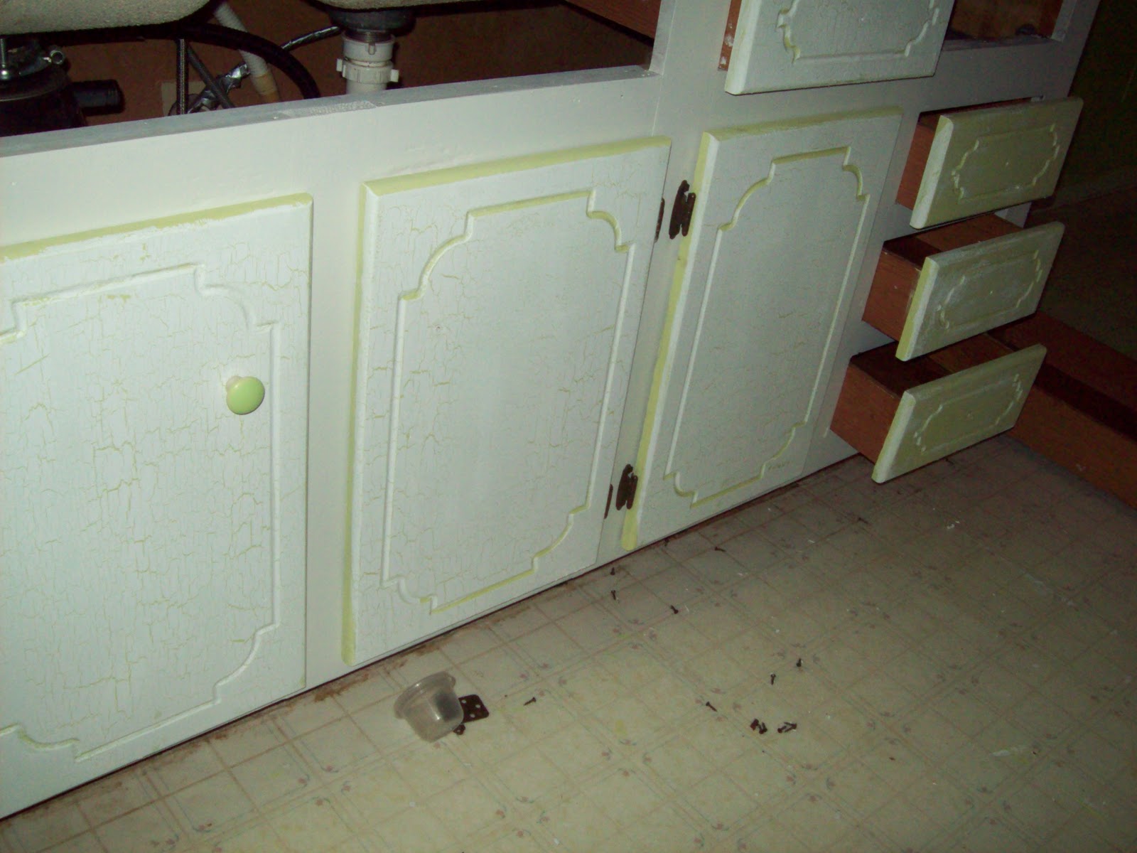 Put together kitchen cabinets Crackle Paint Kitchen Cabinets