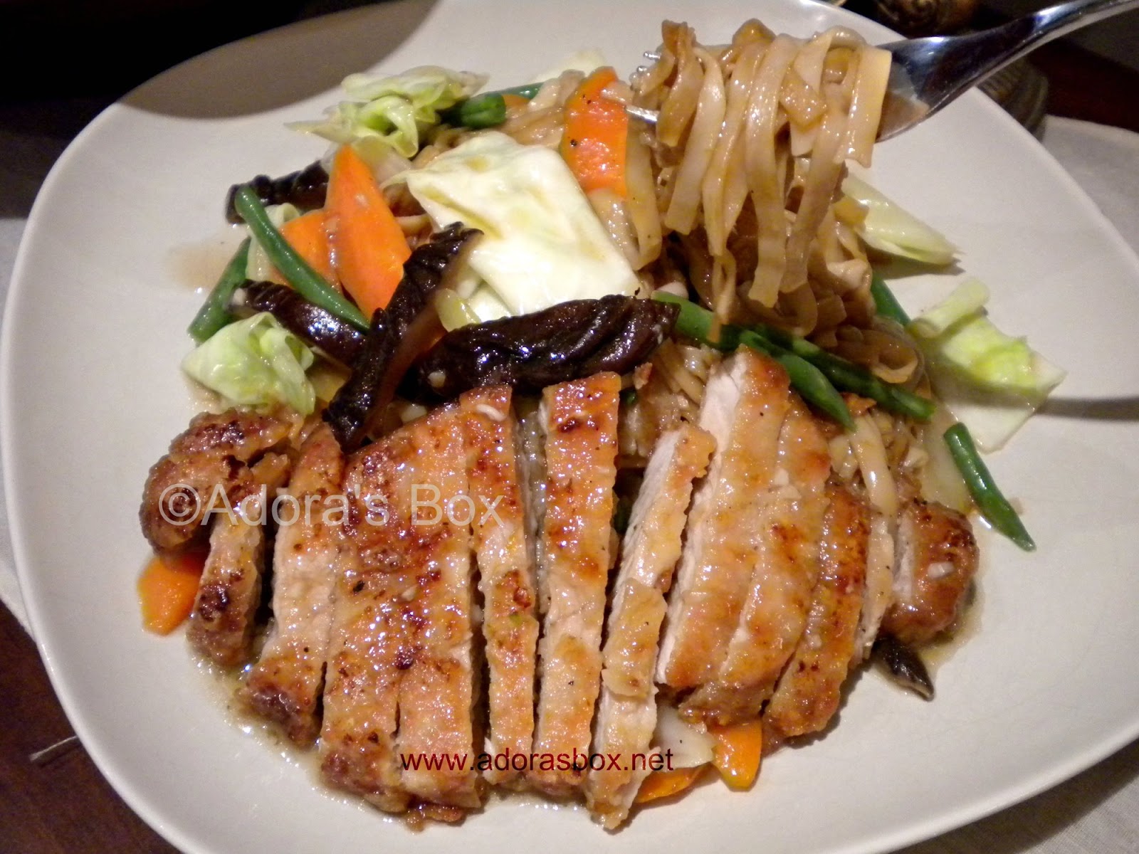 Adora's Box PORK LOIN STEAKS ON FRIED NOODLES