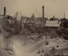 Mysore Mine, Kolar Gold Fields looking North West circa 1890.From left: Plummer's, Taylor's, Rowse