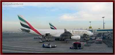 Dubai airport with Emirates plane