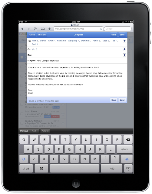Neuer Google Mail Editor für das iPad