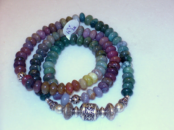 Bracelet-Sebha 99 Moss-Agate Beads in Elastic thread