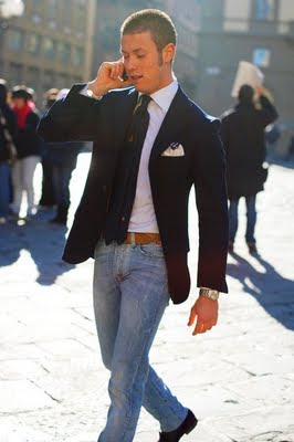 navy blazer black shoes