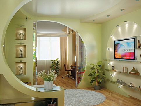 Gentle olive color became dominating in a drawing room. It is well 