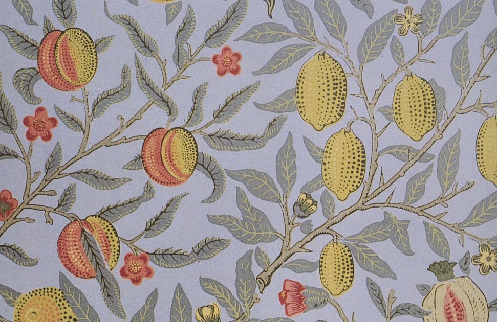 Vintage Ephemera Fruit (or Pomegranate) wallpaper designed by William