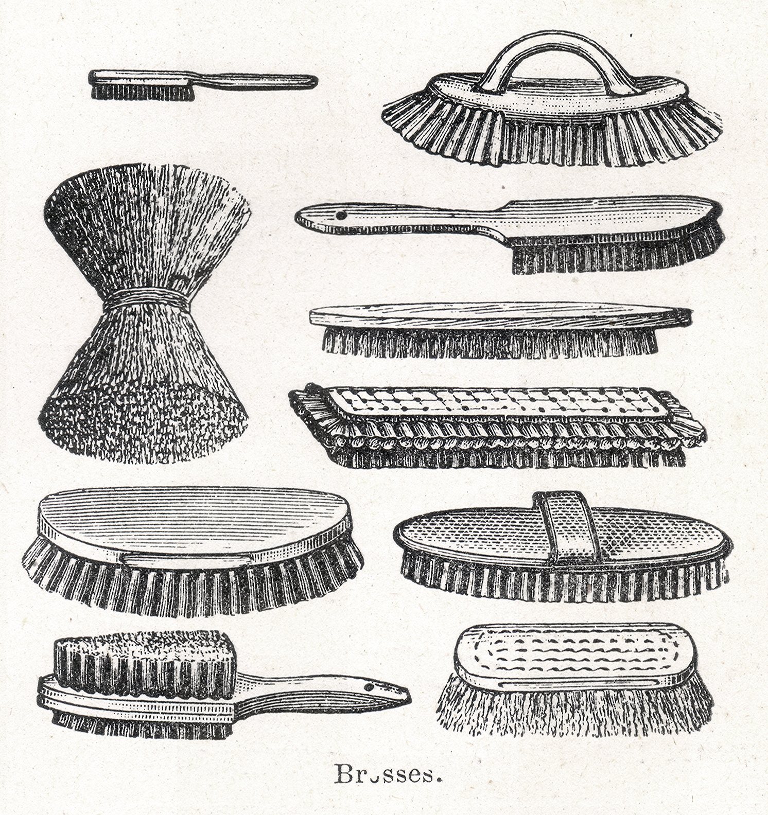 Vintage Ephemera French dictionary illustration, brushes, 1904