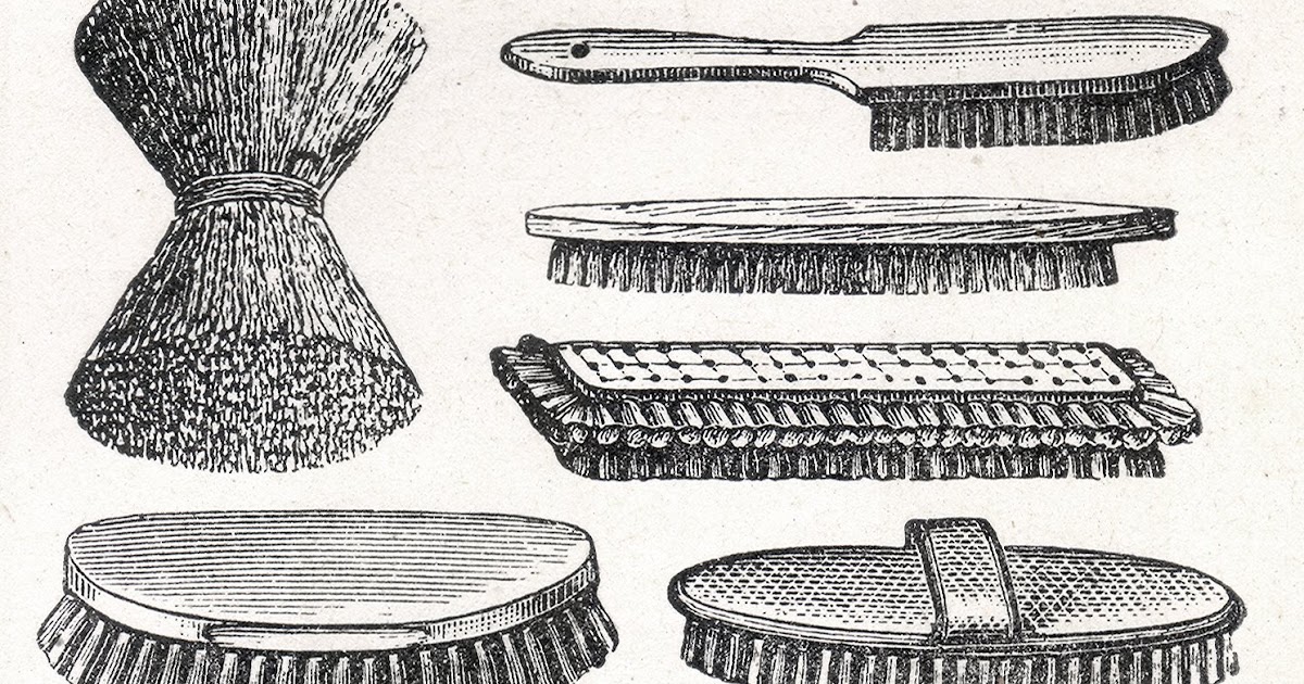 Vintage Ephemera French dictionary illustration, brushes, 1904