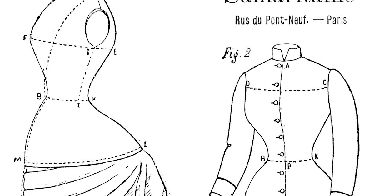 Vintage Ephemera French dressmaker measurement Illustration, 1886