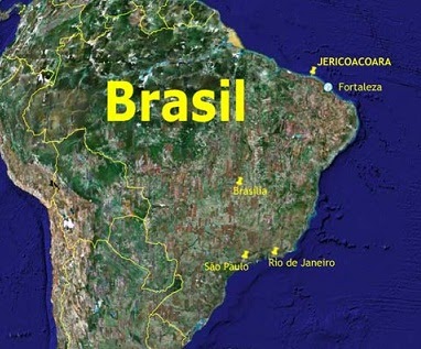 Playas de Brasil: Ubicación de Jericoacoara. Mapa.