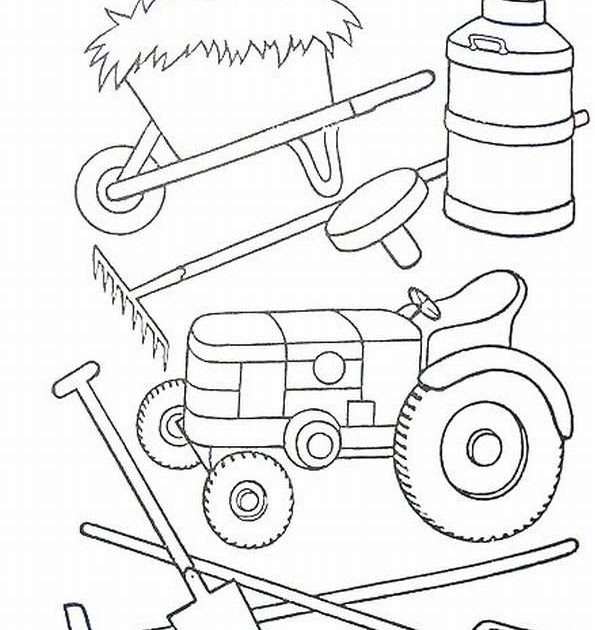 Dibujos Para Colorear Tractor Y Otras Herramientas