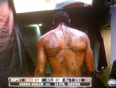 Miami Heat forward Udonis Haslem revealed the map of Florida tattooed on his 