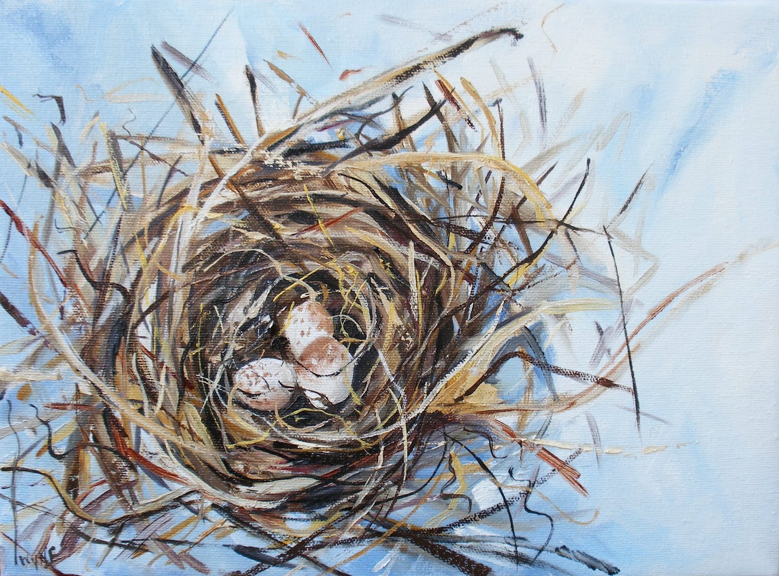 Daily Painters Abstract Gallery Cardinal Nest by Kay Wyne