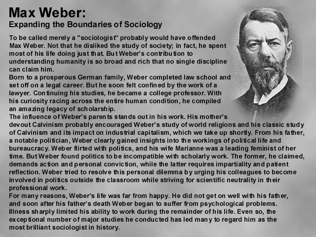 Sociology Emile Durkheim and Max Weber