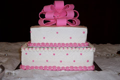 Pink dots/ w bow bridal shower cake