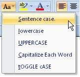 select sentence case in Microsoft word 2007
