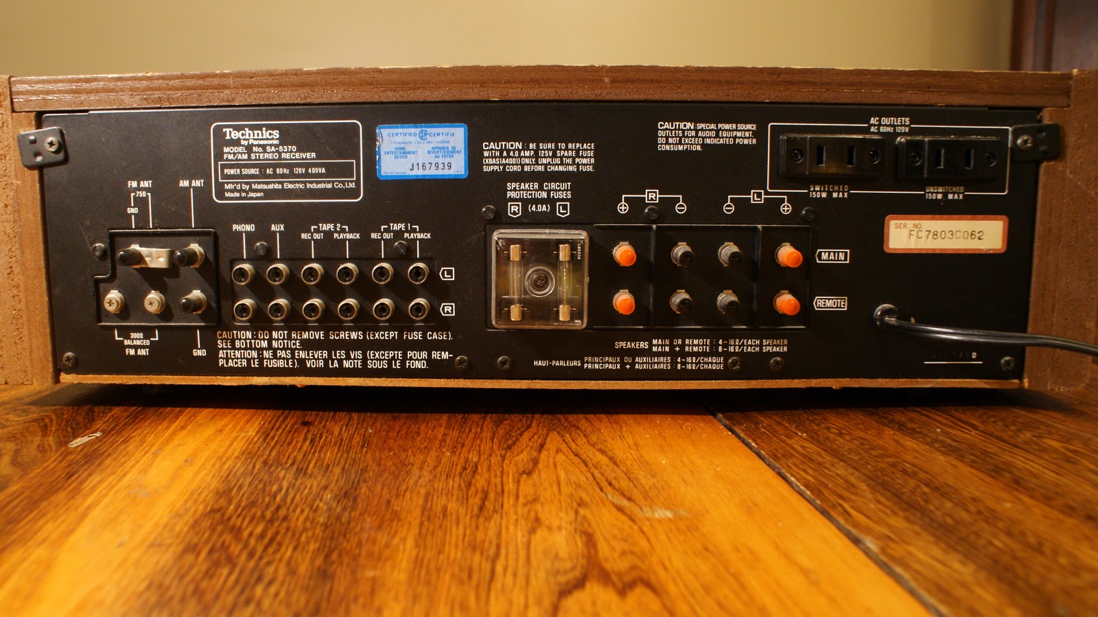 VINTAGE SOUND Technics Sa5370 Receiver