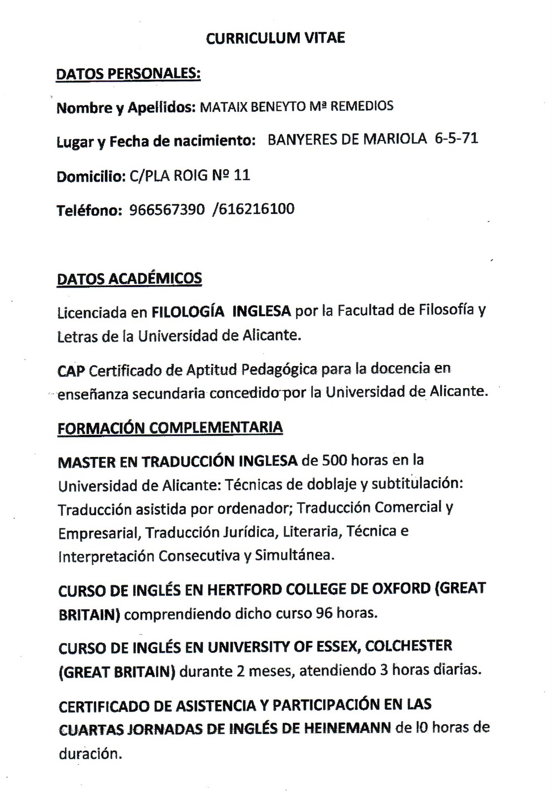 Formato curriculum vitae profesional word picture