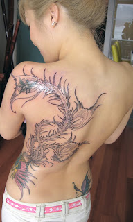 body painting, tattoos girls, dragon style, lower back tattoo
