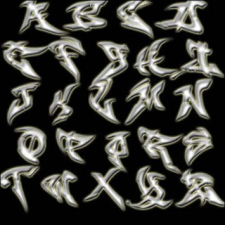 graffiti alphabet a-z black and white
