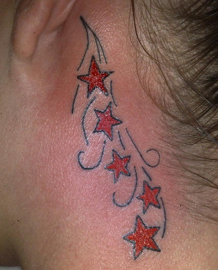 small heart tattoo behind ear. Star Tattoo In Ear small tattoos. Tattoo Behind The Ear " Star & Heart 