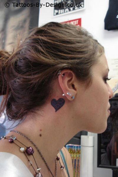 heart and stars tattoos for girls. Stars Tattoos Behind Ear.