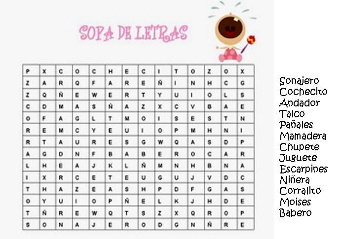 Sopa de letras para baby shower de niña - Imagui Sopa de letras para baby shower de niña - Imagui